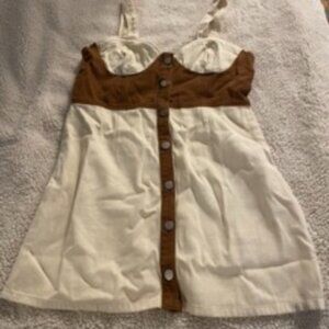 Cider NWT, never worn tan and white corset dress (XL)
